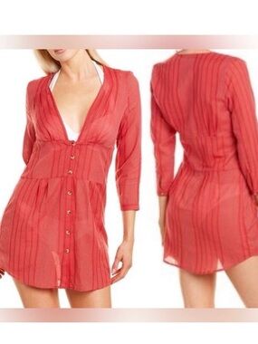 VIX PAULA HERMANNY Cover Up Dress Ana Chemise Coastal Chic Bohemian Resort